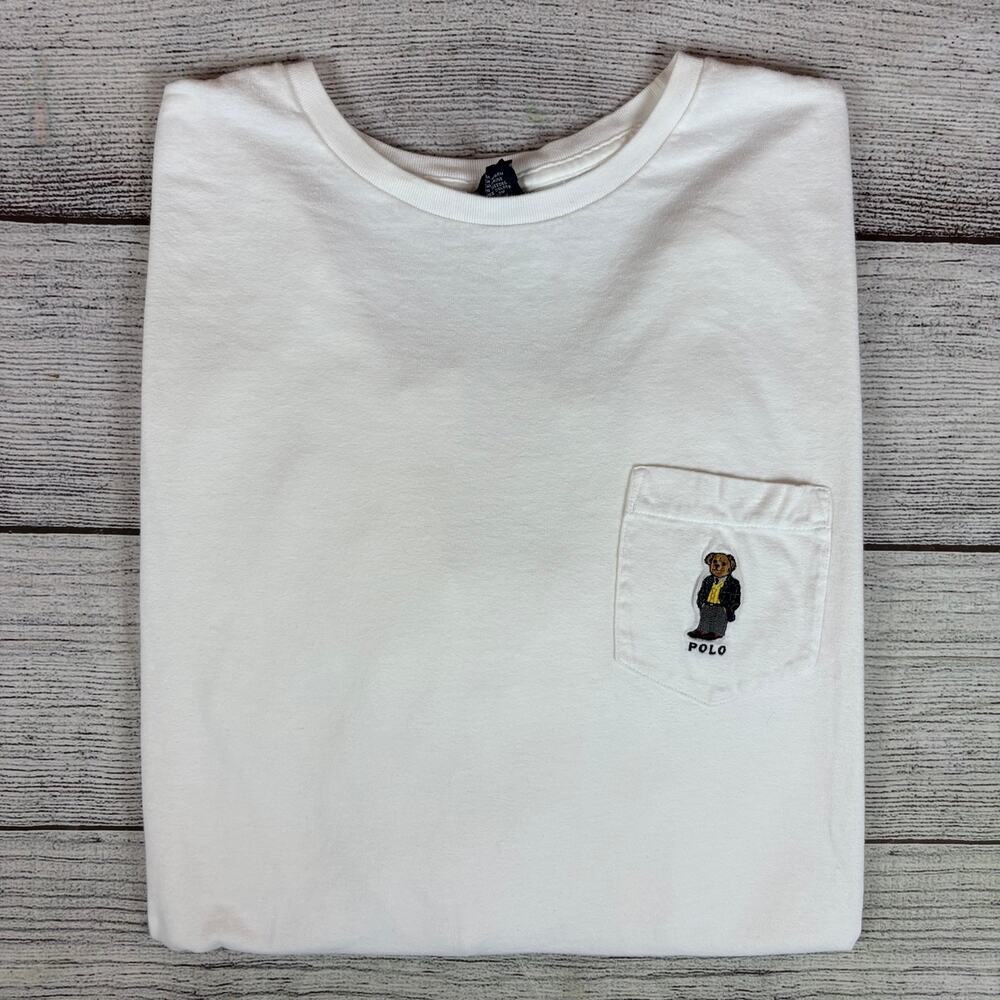 Vintage 1990s Polo Ralph Lauren Bear Long Sleeve Pocket Shirt
